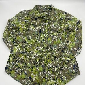Eddie Bauer Green and Blue Camouflage type Patterned Shirt